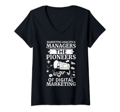 Mujer Marketing Analytics Managers: Pioneros del Marketing Digital Camiseta Cuello V
